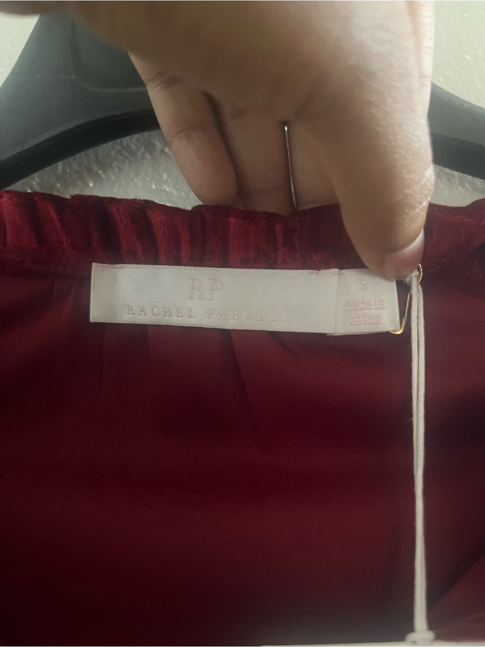 Rachel parcell Velvet Ruffle Tie-Neck Blouse - Deep Red - Picture 3 of 7